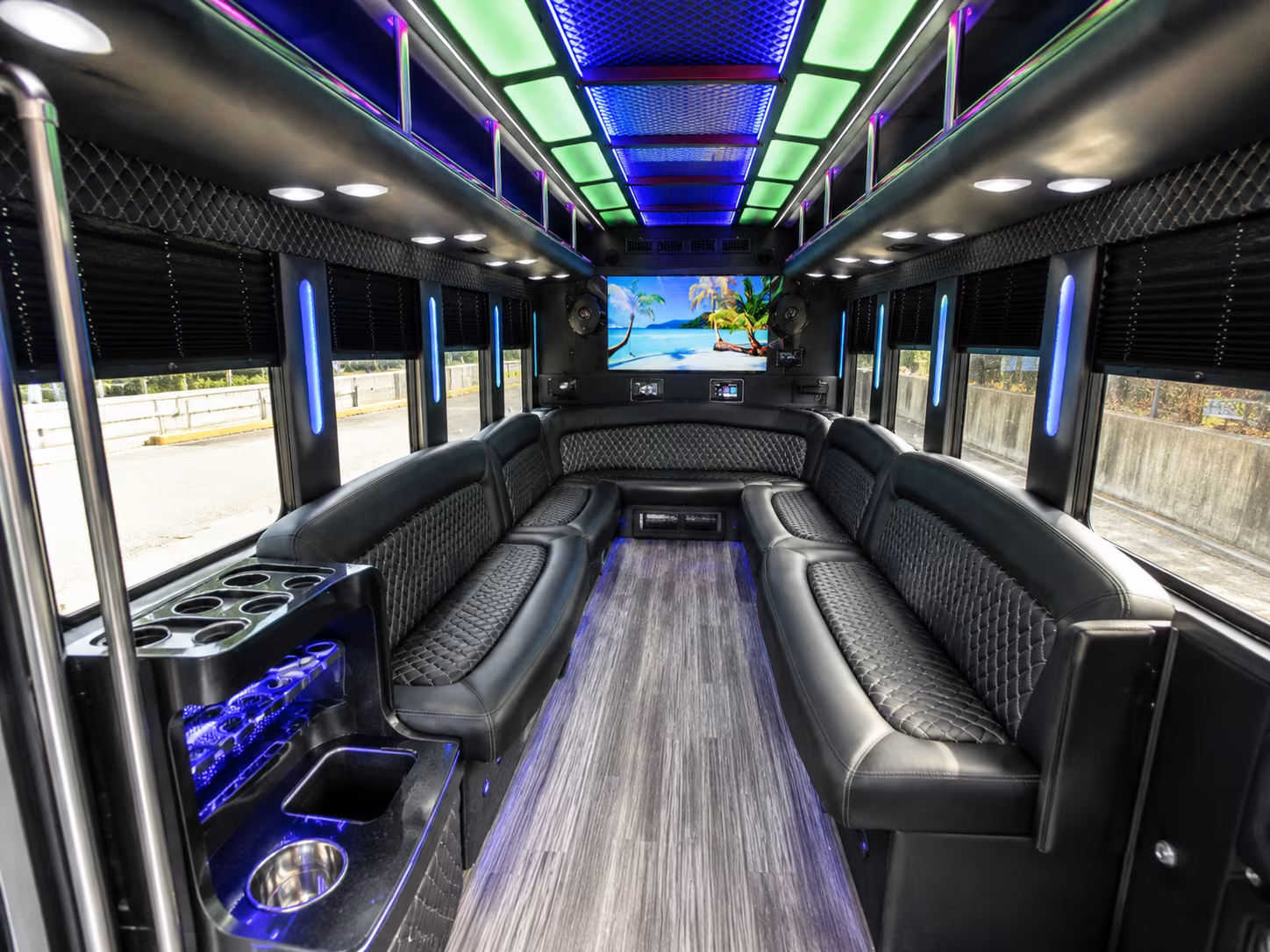 tigard 18 passenger party bus inside