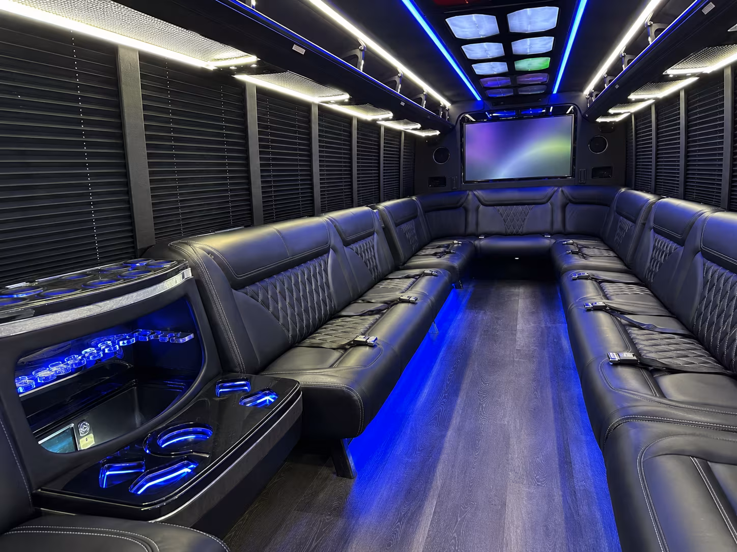 tigard 20 passenger party bus inside
